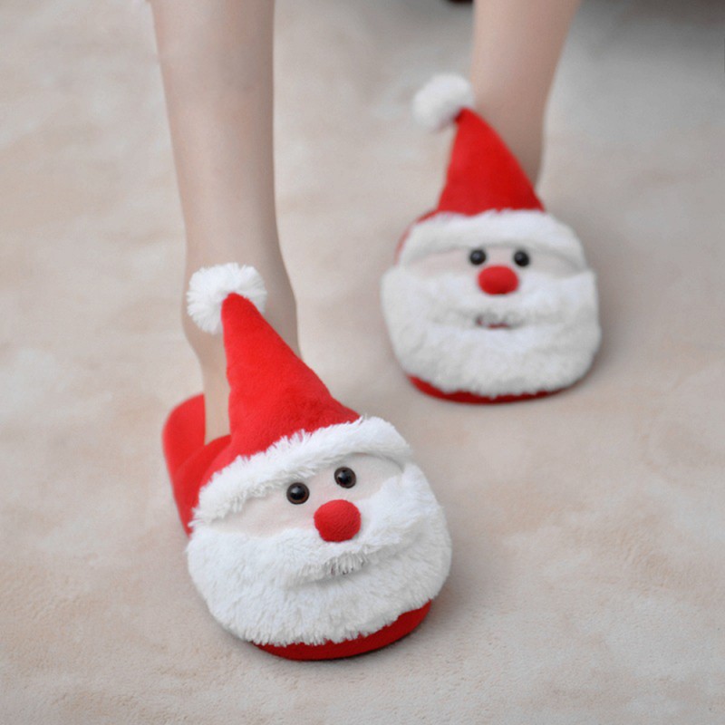 Cozy Christmas Santa Plush Slippers Memory Foam Non Slip Cotton Warm Soft  House Slippers for Kids & Adults