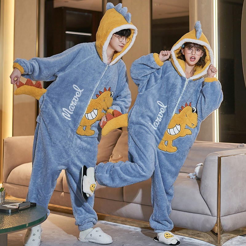 Dino Onesie Pajamas Animal Cartoon Matching Pjs For Couples
