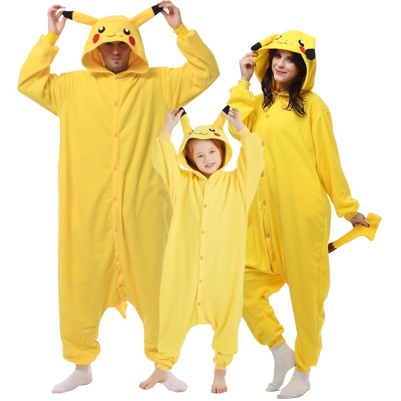 Can be calculated Duplication Must Pokemon Pikachu Costume Onesie For Adult & Kids Unisex Style Halloween  Family Costumes