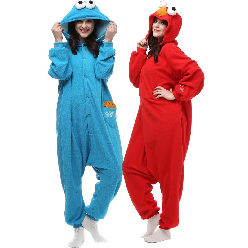 haakje toekomst Wat Cookie Monster Kigurumi Onesie Pajamas Animal Costumes For Women & Men