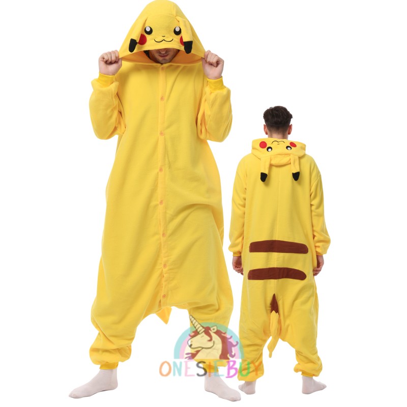 bungeejumpen Nest Jolly Adult Pikachu Onesie Women & Mens Unisex Pokemon Halloween Costumes Pajamas  Outfit