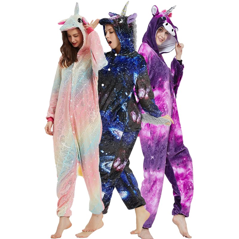 Swhily Unicorn Onesie Adult Cartoon Ainmal Pyjamas for Women Mens Halloween Christmas Cosplay Costumes 