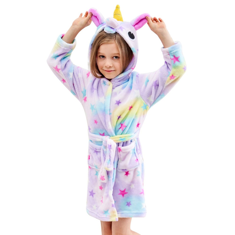 EuHigh Kids Bathrobe Soft Hooded Unicorn Robe Warm Animal Nighties Unisex Gifts 