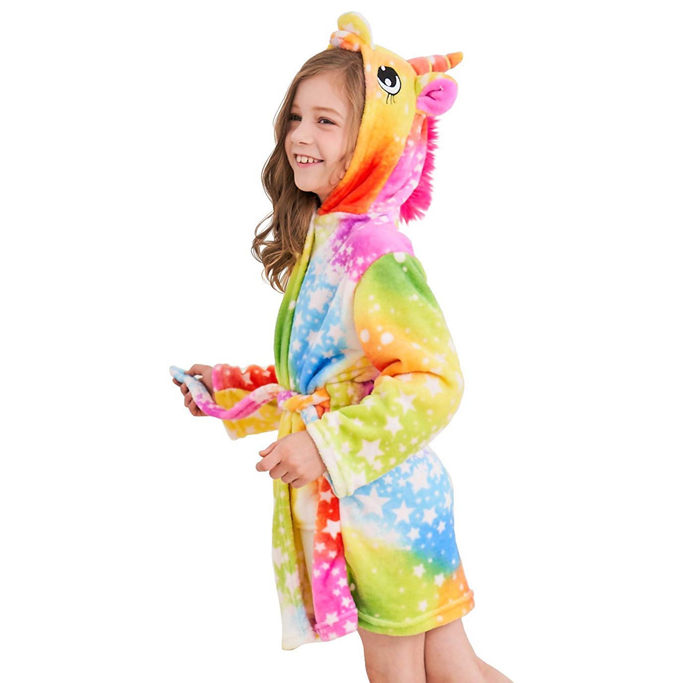 EuHigh Kids Bathrobe Soft Hooded Unicorn Robe Warm Animal Nighties Unisex Gifts 