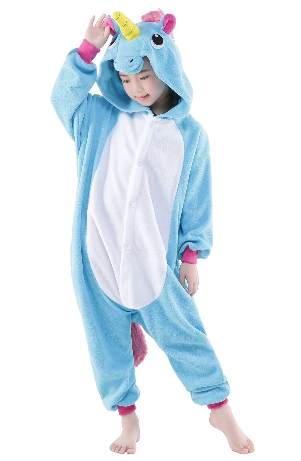 Blue Unicorn Kigurumi Onesie Pajamas Animal Costumes for Kids