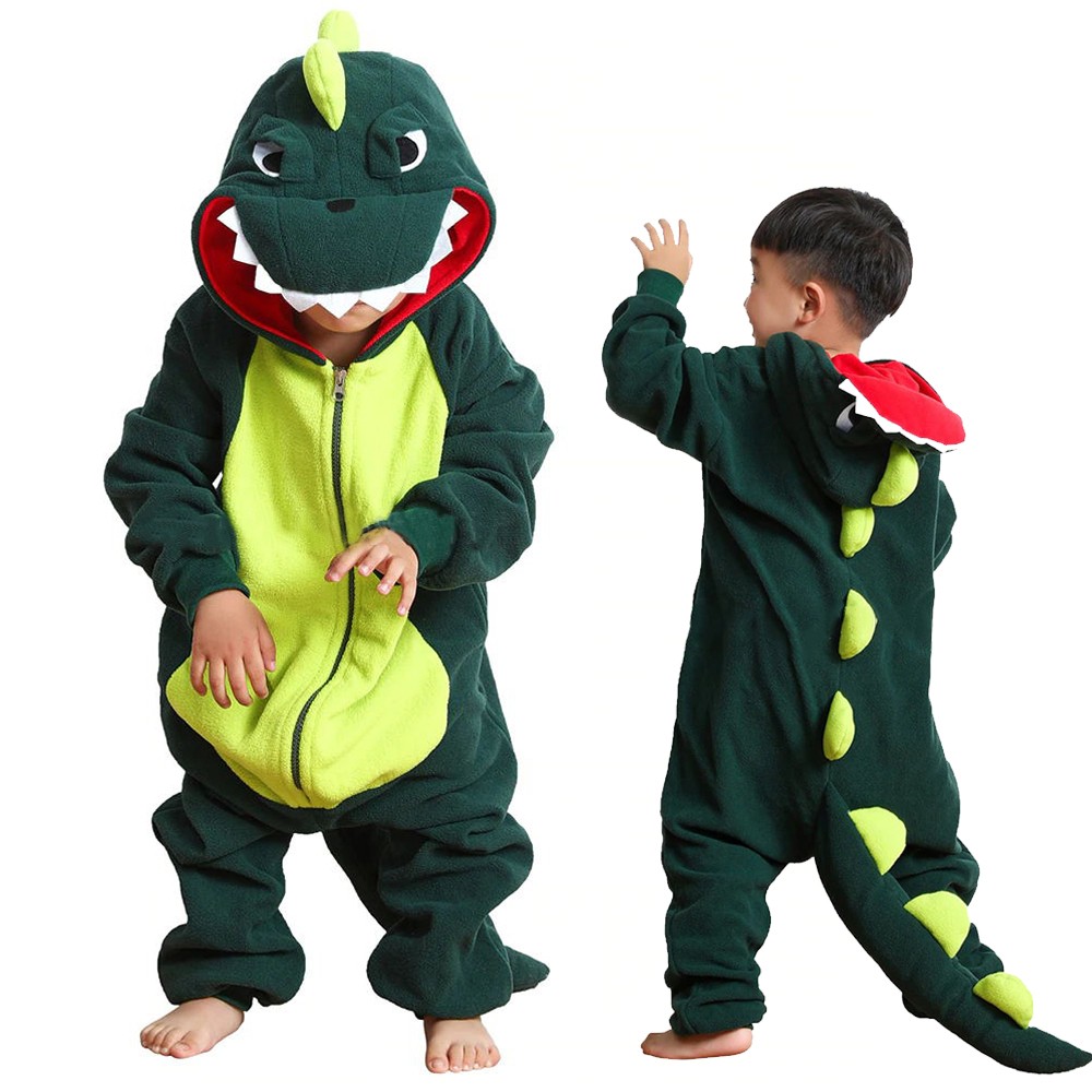 Boys Girls Kids Crocodile Dinosaur Animal Onesie Pyjamas Sleepsuit Dress Up 3D Hooded Animal Pattern Unisex