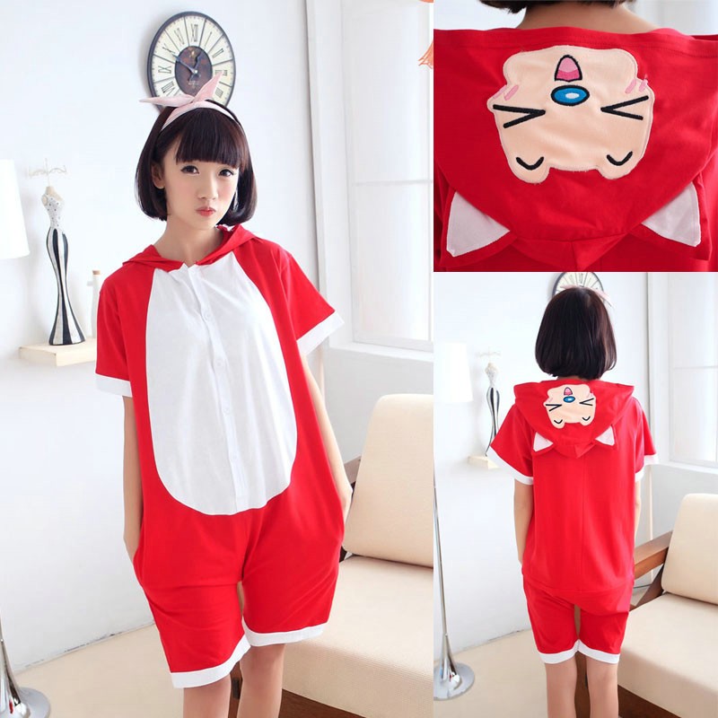 Red Fox Pajamas Animal Onesie Hoodie Kigurumi Short Sleeve Costume