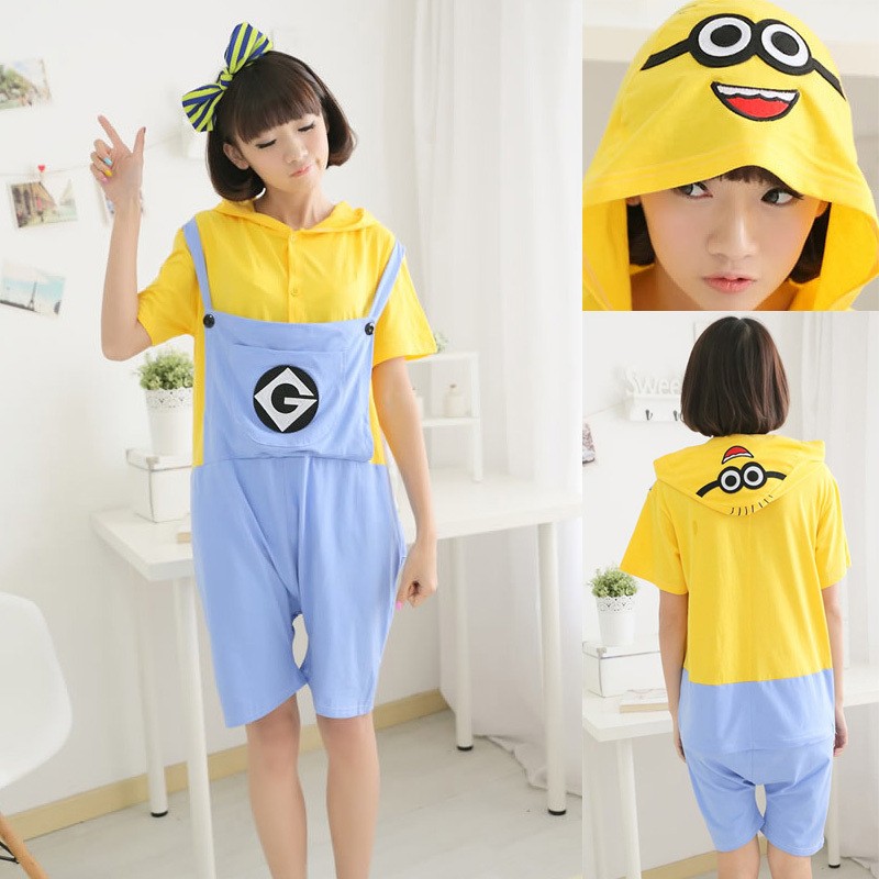 Despicable Me 2 Minions Pajamas Animal Onesie Hoodie Short Kigurumi