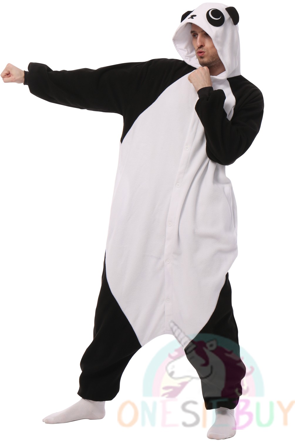 Surpyjama Panda Combinaison Animal Costume Jumpsuit Flanelle Cosplay Soiree de Deguisements Halloween Noel pour Adulte Unisexe 