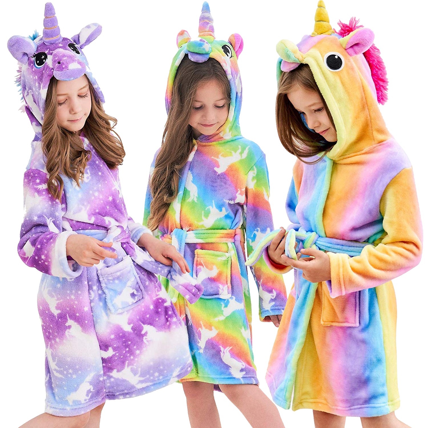 Slenily Girls Soft Unicorn Hooded Bathrobe Sleepwear Baby Kids Unicorn Gifts