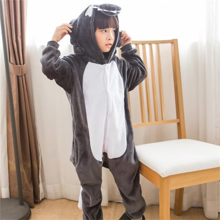 animal kigurumi grey Wolf onesie pajamas for kids