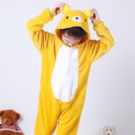 animal kigurumi yellow Bear onesie pajamas for kids