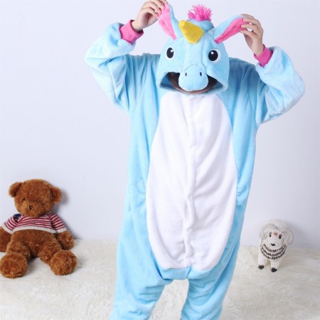 animal kigurumi blue Pegasus onesie pajamas for kids