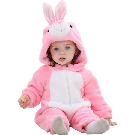 Infant & Toddlers Pink Bunny Costume Onesie Romper Halloween Outfit Suit