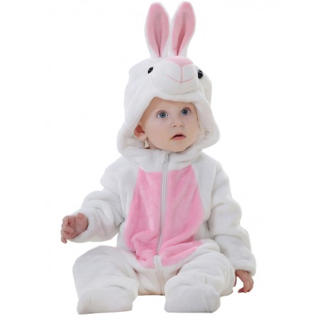 Infant & Toddlers White Bunny Costume Onesie Romper Halloween Outfit Suit