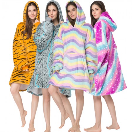 Women Oversized Hoodie Blanket Sweatshirt Winter Warm TV Wearable Blankets