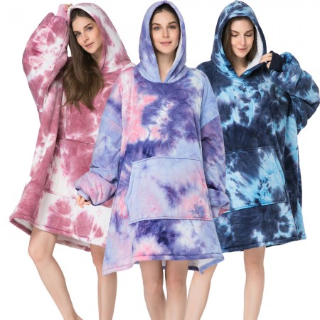 Adult Blanket Hoodie Unisex Oversized Wearable Sherpa TV Blanket Sweatshirt