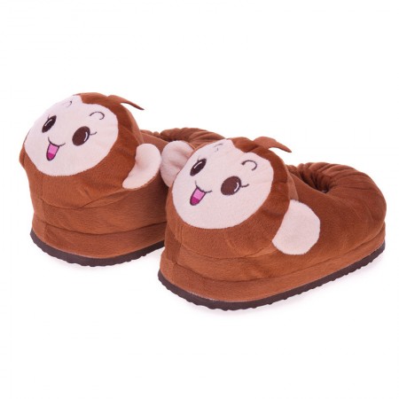 Brown Brown Monkey Stuffed Household Slippers Shoes
