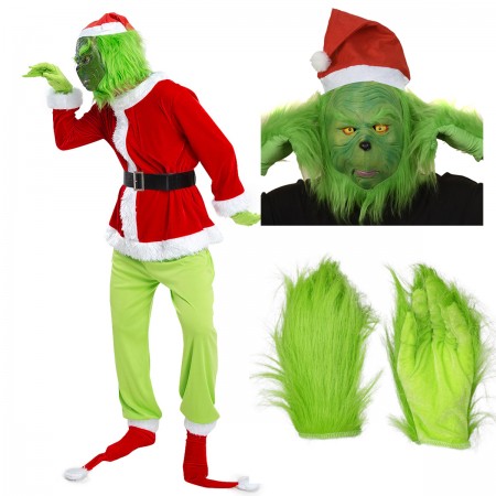 Grinch Costume for Adult Xmas Outfit Full Sets