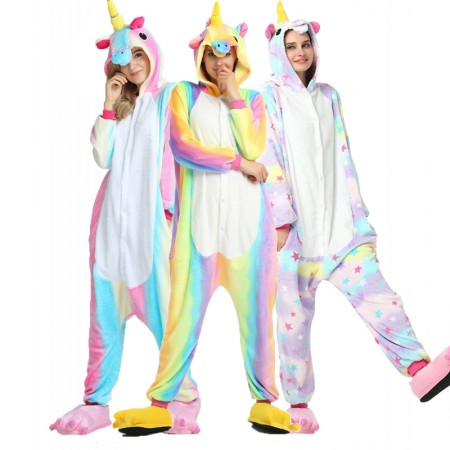 Colorful Unicorn Kigurumi Onesie Pajamas Animal Costumes For Women & Men