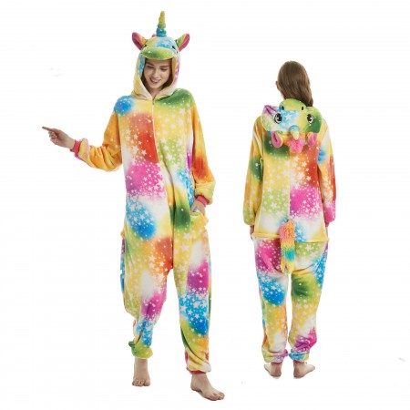 Colorful Dream Unicorn Onesie Rainbow Tail for Adult Kigurumi Animal Pajamas Funny Halloween Costumes