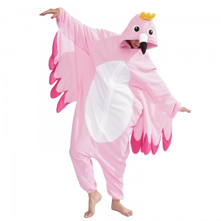 Flamingo Onesie Costume Holiday Outfit Pajamas Hooded Jumpsuit