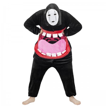 No Face Man Costume Onesie  Holiday Outfit Pajamas Hooded Jumpsuit