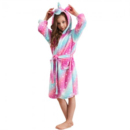 Unicorn Gifts For Girls - Pink Galaxy Unicorn Hooded Bathrobe Sleepwear