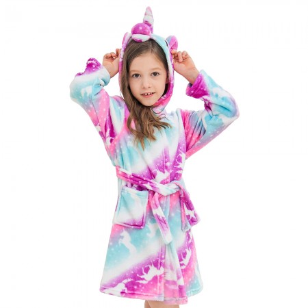 Purple Unicorns Hooded Bathrobes For Girls - Best Gifts Soft Sleepwear