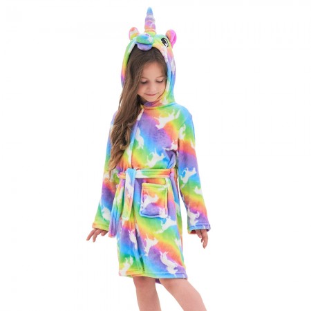 Unicorn Hooded Bathrobes For Girls - Best Gifts Soft Sleepwear Rainbow Unicorns
