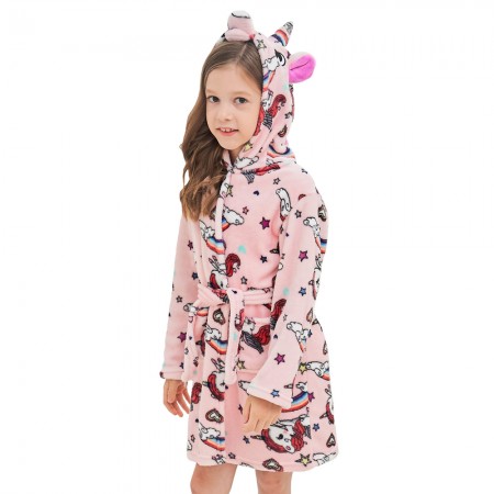Sleepwear Soft Unicorn Hooded Bathrobe|Unicorn Gifts for Girls Towelling Bathrobe 4-11 Years MingLaken Girls Dressing Gown Hooded Bathrobe