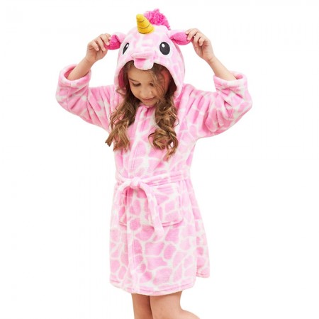 Unicorn Hooded Bathrobes For Girls - Kids Best Unicorn Gifts Soft Sleepwear Pink