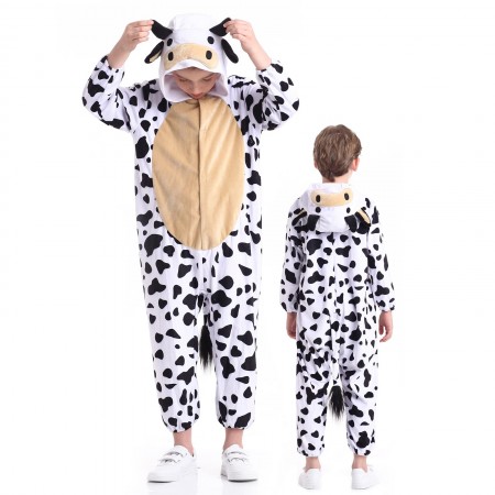 Halloween Cow Costume Onesie for Kids Group Party Dress Up Outfit for Boys & Girls