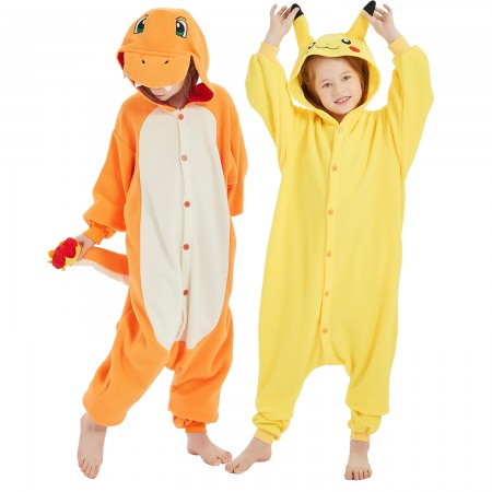 Kids Charmander Pikachu Onesie Jumpsuit Unisex Halloween Pokemon Costume Outfit