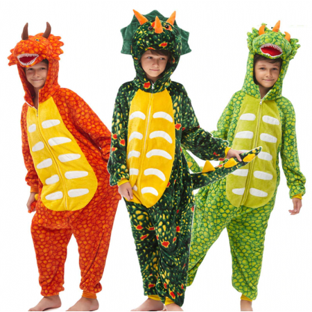 Kids Triceratops Onesie Jumpsuit Unisex Halloween Group Idea Dragon Costume Outfit