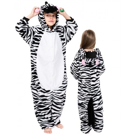 Kids Zebra Onesie Jumpsuit Unisex Halloween Zebra Costume Outfit
