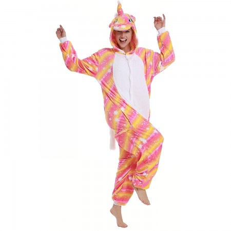 Orange Star Unicorn Onesie Pajamas Animal Halloween Costumes for Women & Men