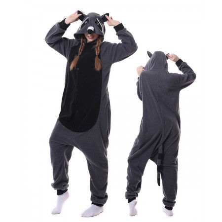 Gray Raccoon Panda Onesie Pajama Animal Costumes For Women & Men
