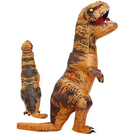 Trex Costume Inflatable Dinosaur Costumes Halloween Outfit for Adult & Kids Brown