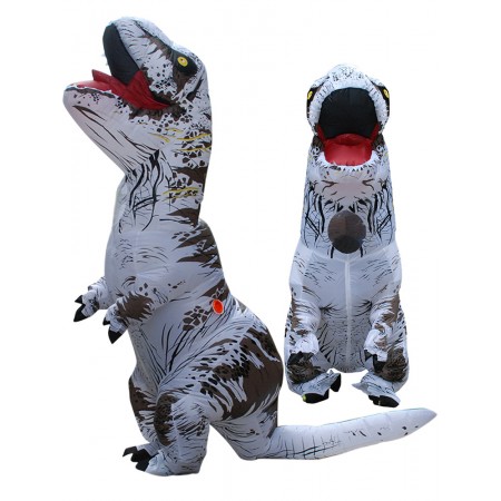 Trex Costume Inflatable Dinosaur Costumes Halloween Outfit for Adult & Kids White