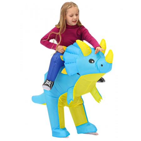 Kid Inflatable Dinosaur Rider Costume Halloween Cosplay Party for Boys & Girls