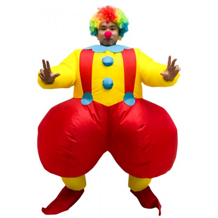 Inflatable Clown Costume Halloween Blow Up Funny Dress Outfit for Adult
