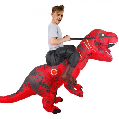 Inflatable Dinosaur Costume Rider Trex Blow up Deluxe Halloween Costumes Red