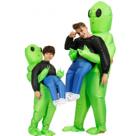 Alien Costume Carrying Humaning Blow Up Alien Holding Person Costumes for Adult & Kids