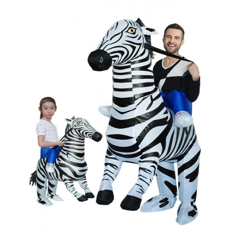 Inflatable Zebra Costume for Adult & Kids Halloween Blow Up Rid On Costumes