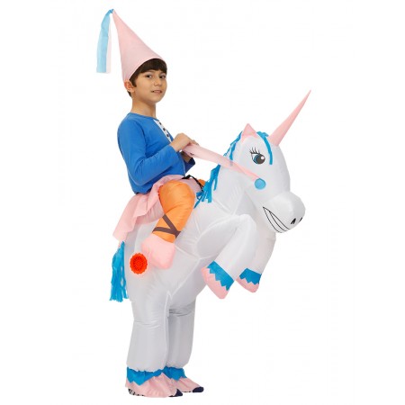 Kids Inflatable Unicorn Costume Halloween Blow Up Rider Funny Costumes