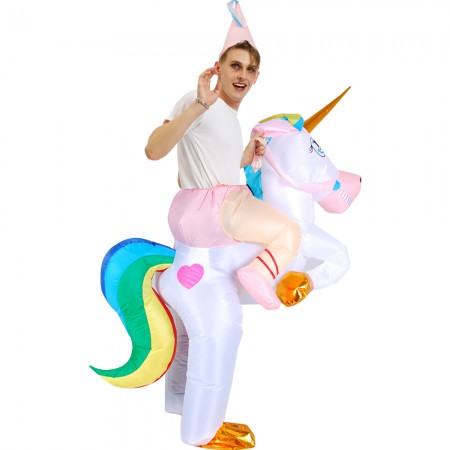 Blow Up Unicorn Costume Halloween Inflatable Rider Funny Costumes For Adult & Kids