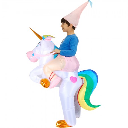 Kids Blow Up Unicorn Costume Halloween Inflatable Rider Funny Costumes