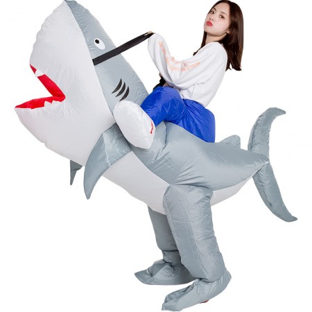 Inflatable Shark Costumes Halloween Blow Up Rider Funny Outfit