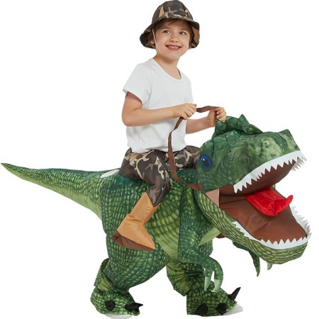 Inflatable Dinosaur Costume for Child Halloween Blow Up Rider Triceratops Costumes